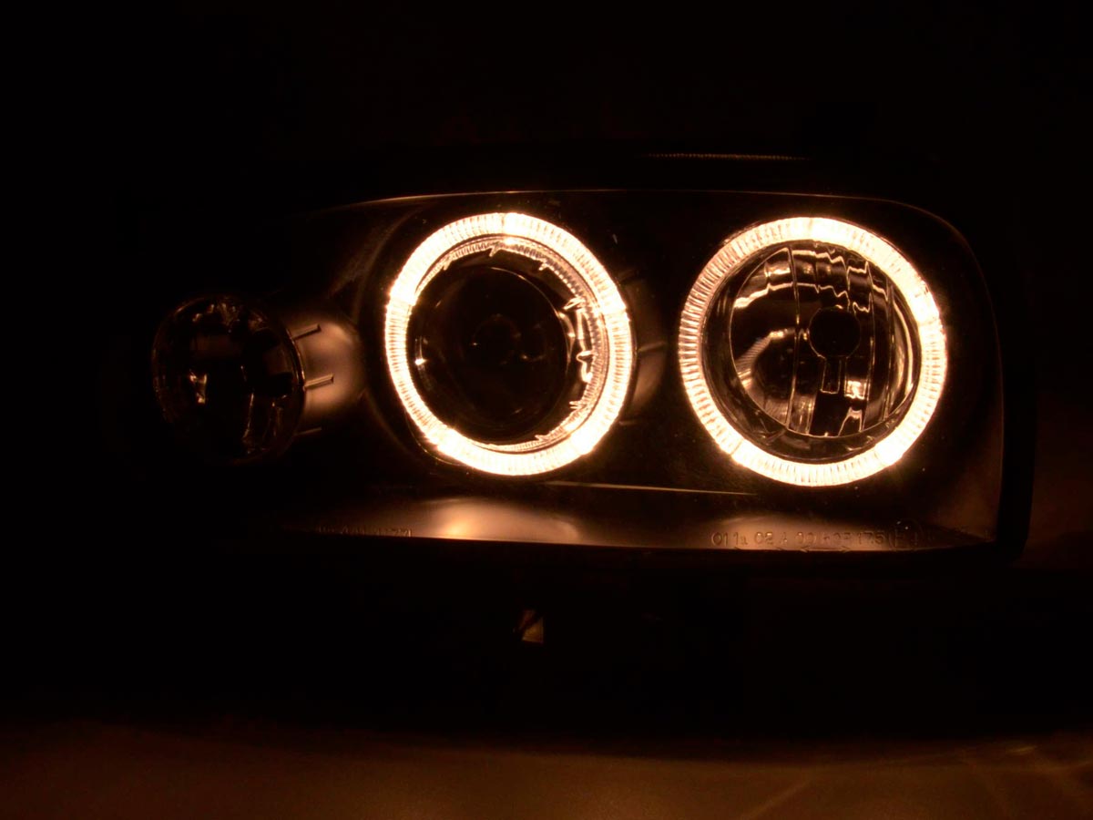 Scheinwerfer Set Angel Eyes VW Golf 3 Typ 1HXO, 1 EXO 91-97 schwarz Scheinwerfer Set Angel Eyes VW Golf 3 Typ 1HXO, 1 EXO 91-97 schwarz